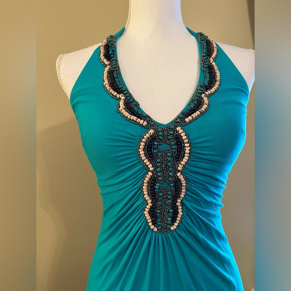 Cache Beaded Halter Mini Dress Size XS